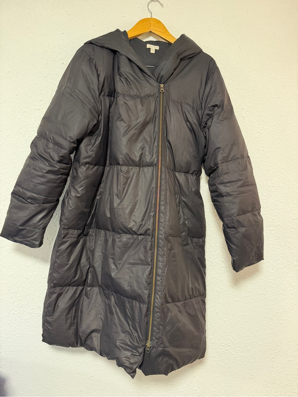 Garnet Hill Down Puffer Coat asymmetrical black size large
